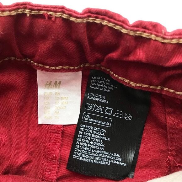 H&M red casual pants  EUC 12-18 months - Picture 4 of 6